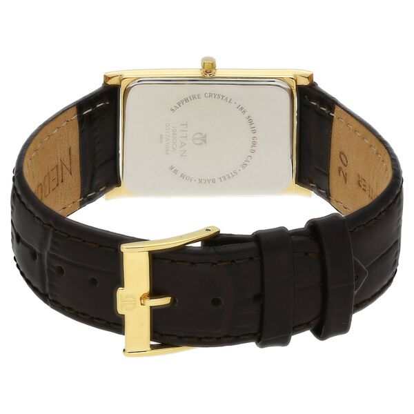 Titan Nebula Ultraslim 18k Gold Analog Leather Strap Watch for Men - image number 3