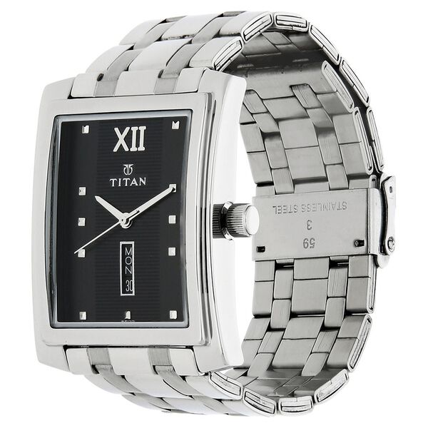 Buy Online Titan Rectangle Black Dial Analog with Day and Date
