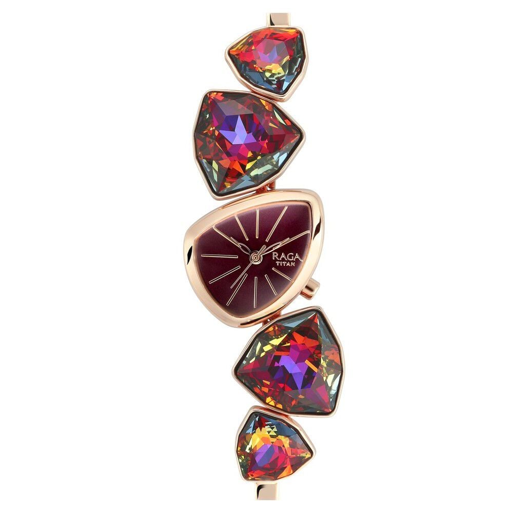 Titan Raga I Am Maroon Dial Women Watch With Metal Strap