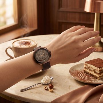 Fastrack Gelato brown multifunction metal strap watch with Chocolate dial for Girls