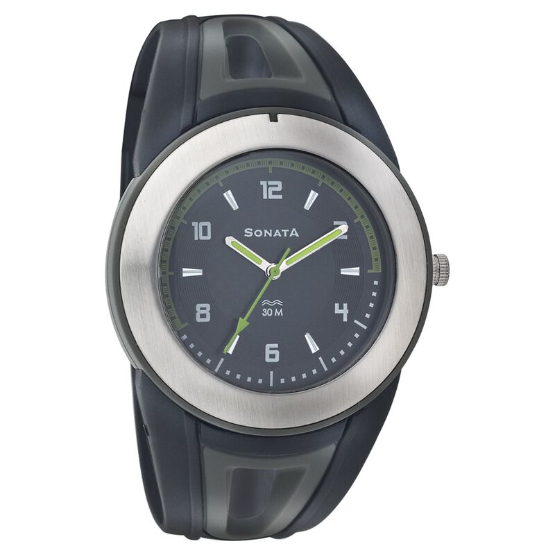 Sonata Quartz Analog Black Dial Strap Watch for Men