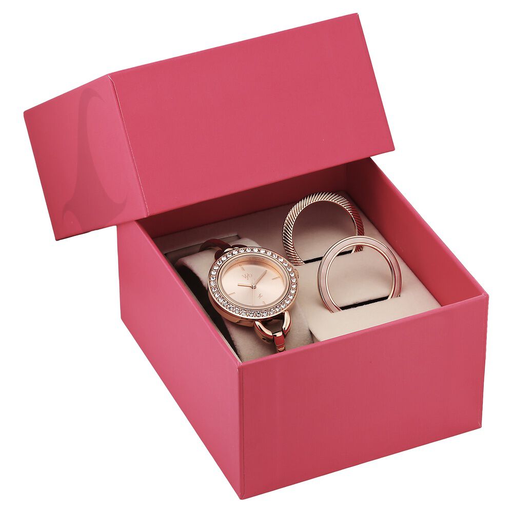 Vyb Siren By Fastrack Quartz Analog Rose Gold Dial Rose Gold Metal Strap Watch For Girls-image-34