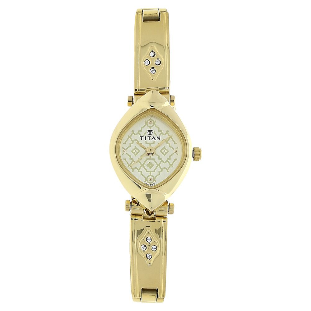Buy Online Titan Quartz Analog Champagne Dial Stainless Steel Strap Watch for Women 2417ym04 Titan