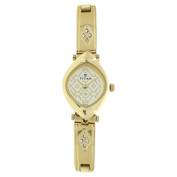 Titan Quartz Analog Champagne Dial Stainless Steel Strap Watch for Women - image number 0
