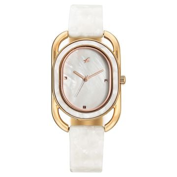 Fastrack Younique Quartz Analog Mother of Pearl Dial Two Toned Acetate & Metal Strap Watch For Girls