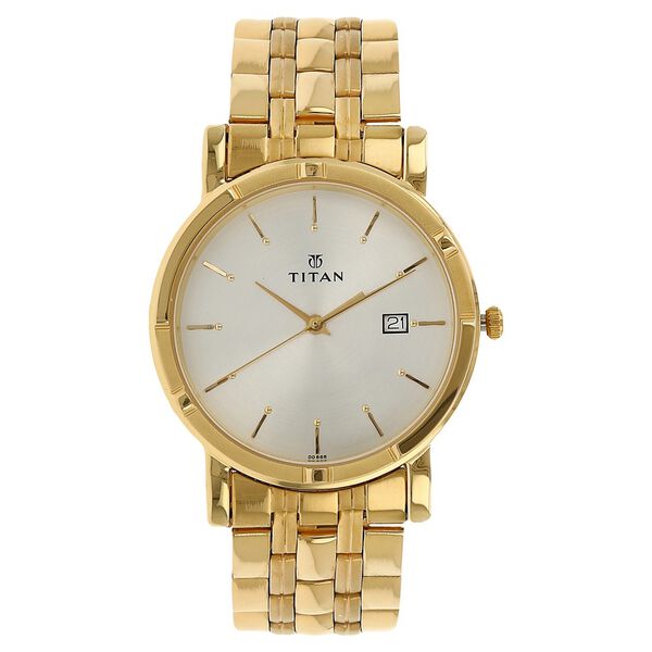 Titan Quartz Analog with Date Silver Dial Stainless Steel Strap Watch for Men - image number 0