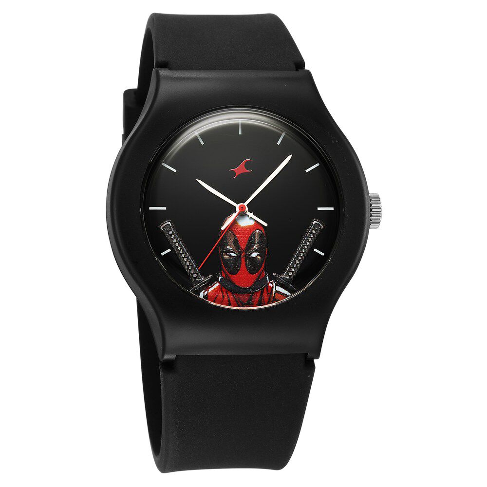 Fastrack Deadpool Wolverine Quartz Analog Black Dial With Black Silicone Strap Watch For Unisex