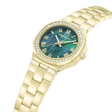 Kenneth Cole Quartz Analog Green Mother of Pearl Dial Golden Stainless Steel Strap Watch For Women