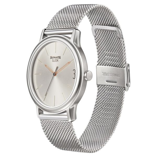 Sonata Quartz Analog Silver Dial Stainless Steel Strap Watch for Men - image number 1