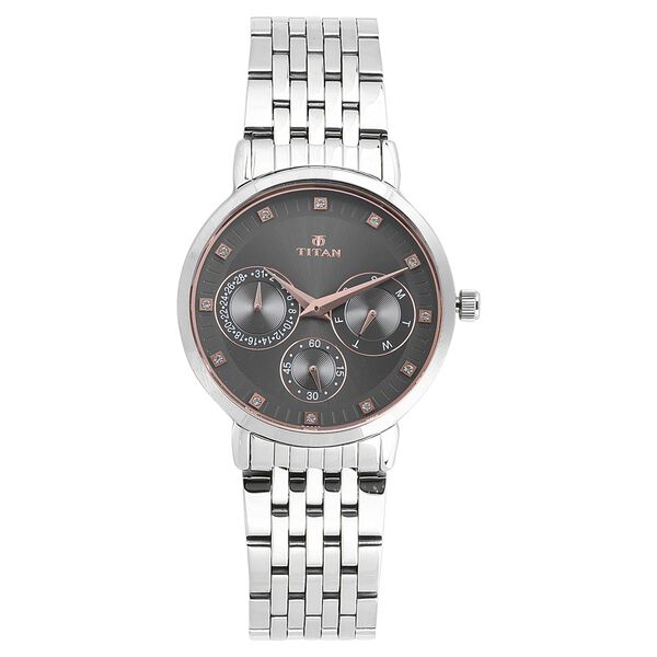 Titan Workwear Anthracite Dial Women Watch With Stainless Steel Strap - image number 0