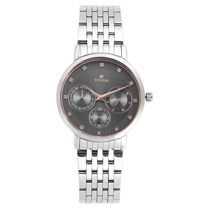 Titan Workwear Anthracite Dial Women Watch With Stainless Steel Strap