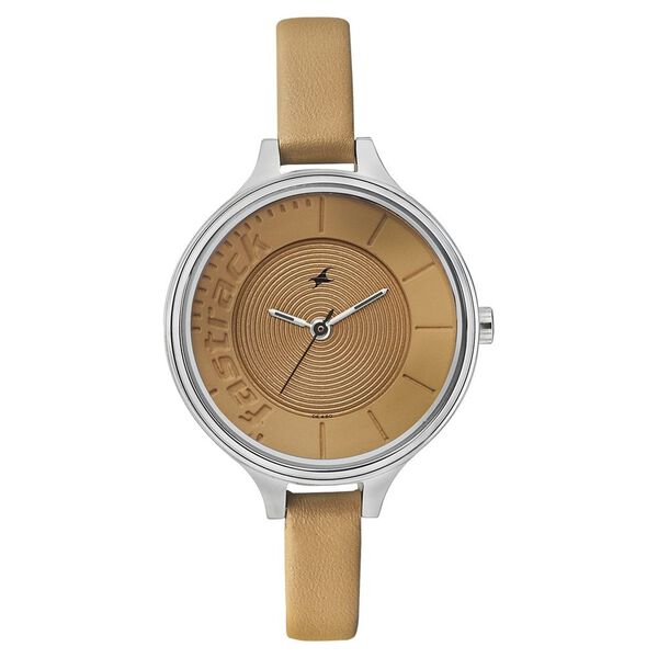 Fastrack Quartz Analog Beige Dial Leather Strap Watch for Girls - image number 0