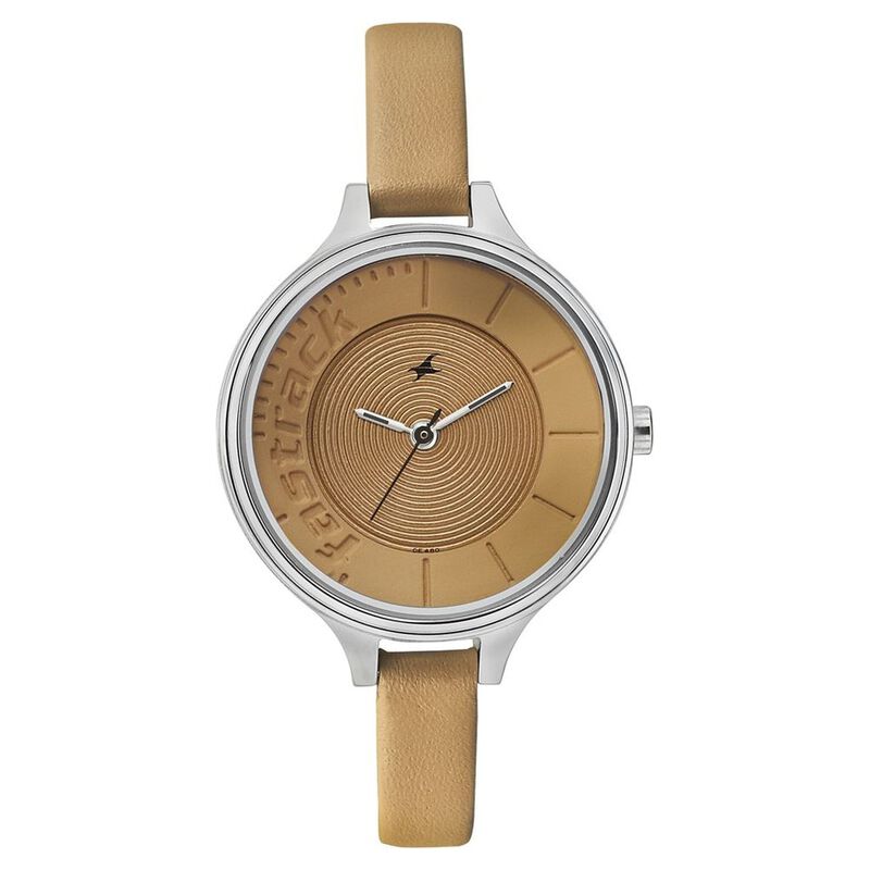 Fastrack Quartz Analog Beige Dial Leather Strap Watch for Girls