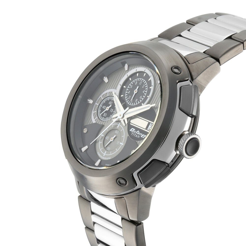 Titan Octane Grey Dial Chrono Stainless Steel Strap Watch for Men