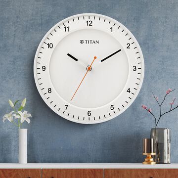 Titan Contemporary White Wall Clock with Domed Glass and Silent Sweep 27 x 27 cm (Small)