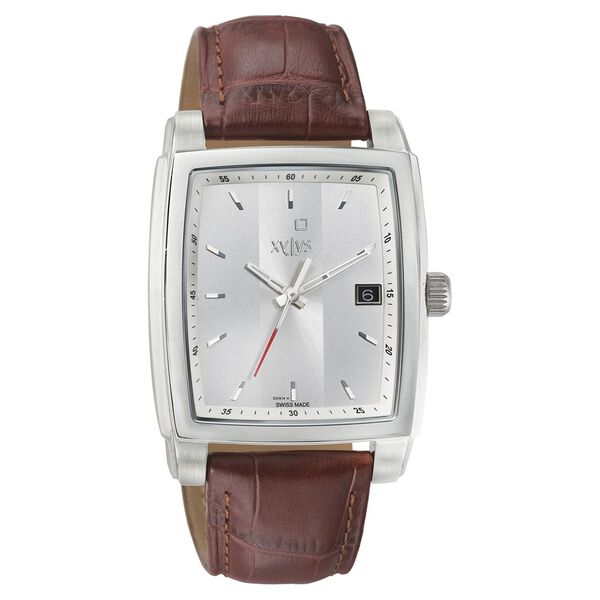 Xylys Swiss Analog with Date Red Leather Strap and White Dial Watch For Men - image number 0