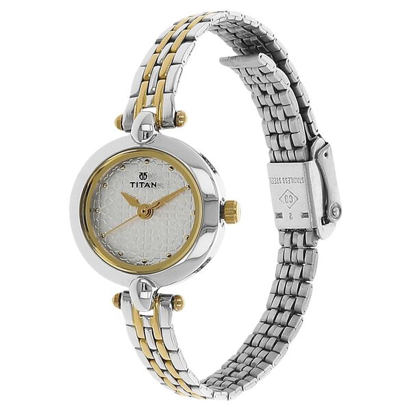 Titan Quartz Analog White Dial Stainless Steel Strap Watch for Women - image number 1