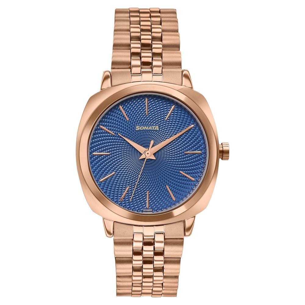 Sonata Vector Blue Dial Rose Gold-Tone Bracelet Watch for Men-picture-21