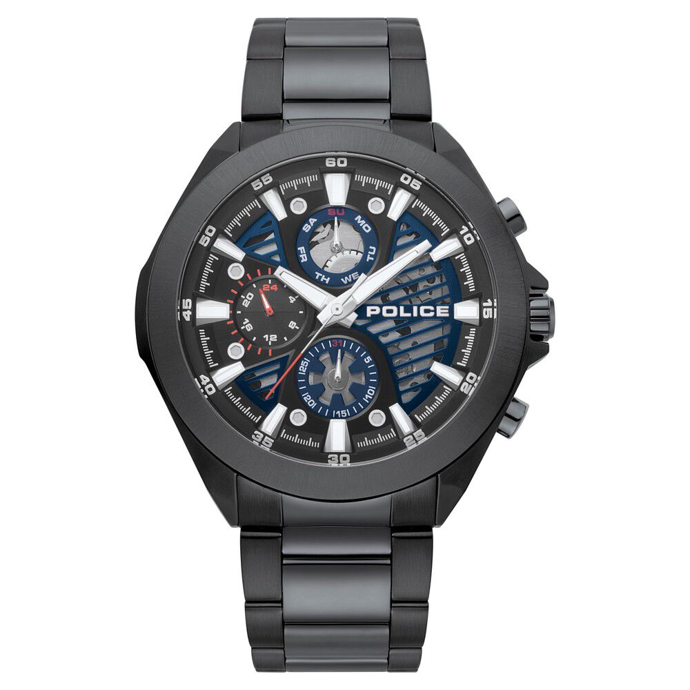 Police watch black hot sale metal strap
