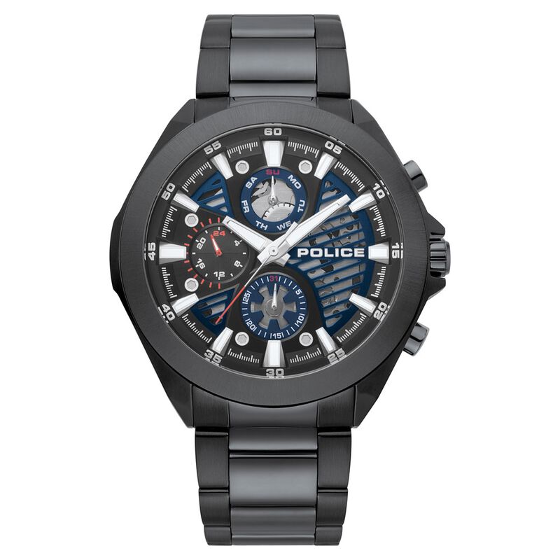 Police Quartz Multifunction Blue Dial Metal Strap Watch for Men