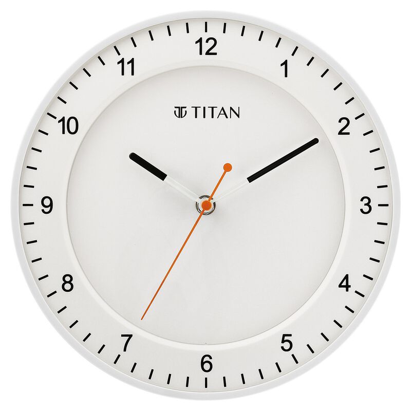 Buy Online Titan Contemporary White Wall Clock with Domed Glass and