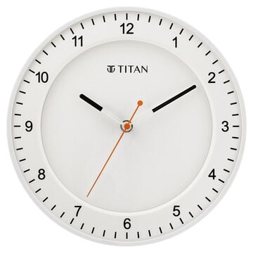 Titan Contemporary White Wall Clock with Domed Glass and Silent Sweep 27 x 27 cm (Small)