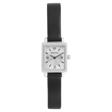 Sonata Quartz Analog Silver Dial Leather Strap Watch for Women
