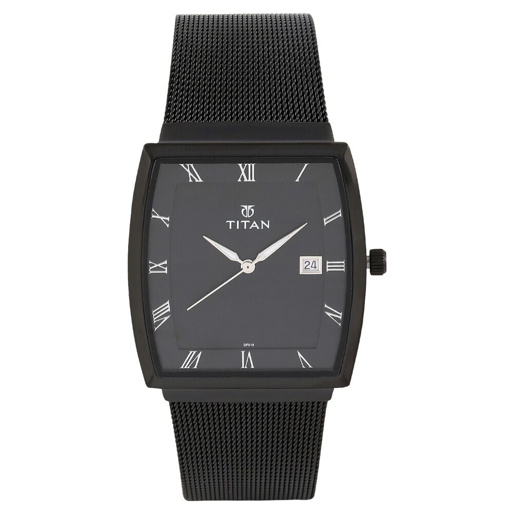 Buy Online Titan Quartz Analog with Date Black Dial Stainless Steel Strap Watch for Men ns90076nm01 Titan