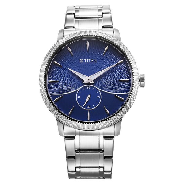 Titan Regalia Opulent Quartz Analog Blue Dial Silver Stainless Steel Strap Watch for Men - image number 0