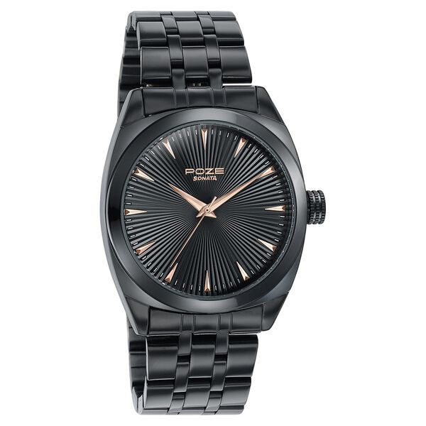 Sonata Poze Quartz Analog Black Dial Black Metal Strap Watch For Men - image number 2