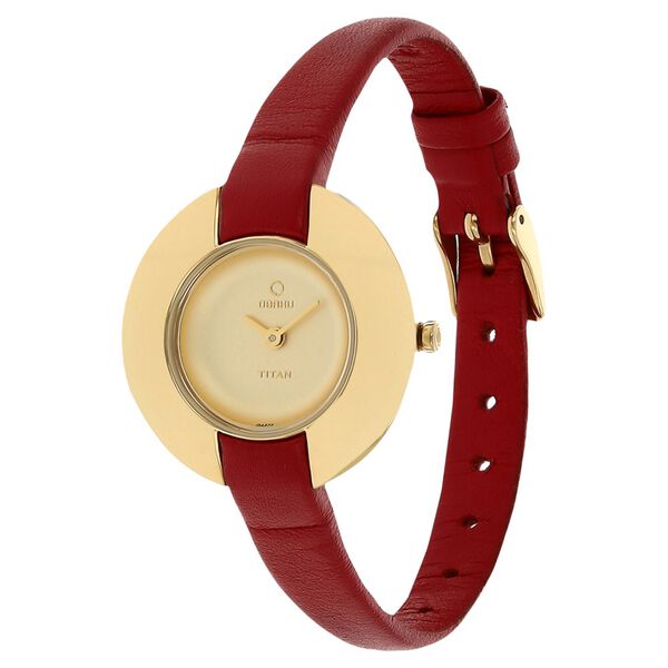 Titan Quartz Analog Golden Dial Leather Strap Watch for Women - image number 1