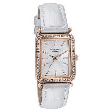 Sonata Poze Quartz Analog White Dial Leather Strap Watch For Women