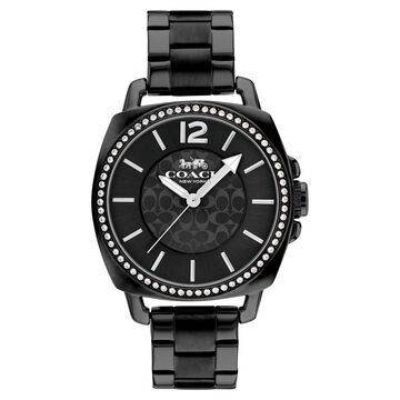 Coach Quartz Analog Black Dial Black Stainless Steel Strap Watch For Women