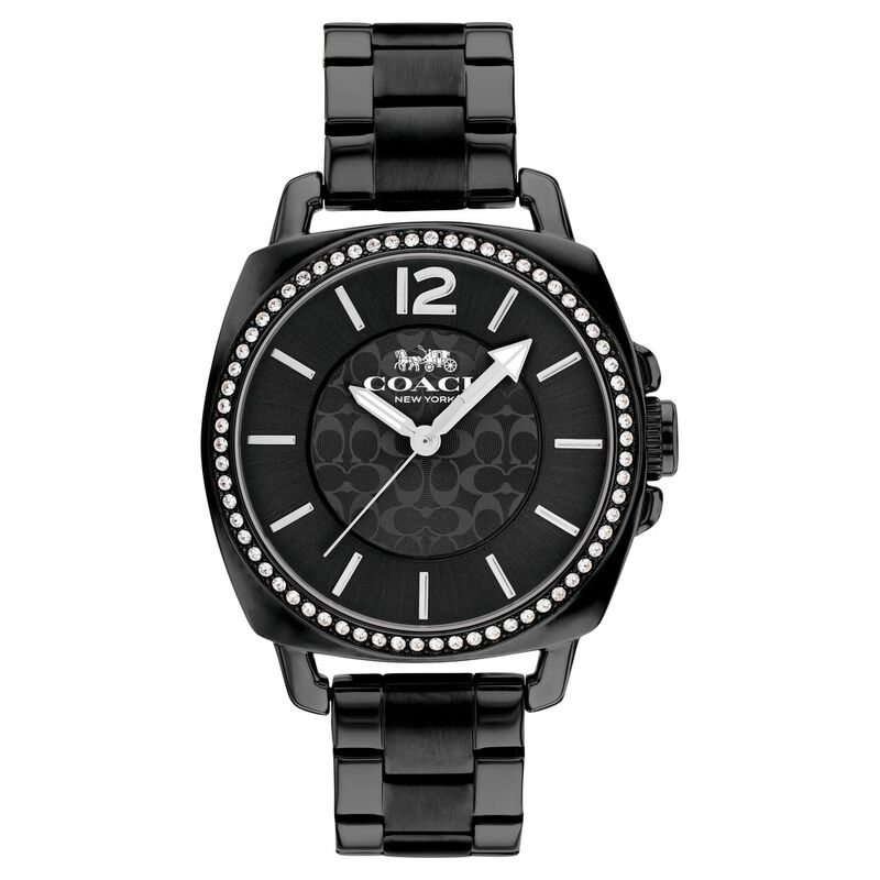 Coach Quartz Analog Black Dial Black Stainless Steel Strap Watch For Women