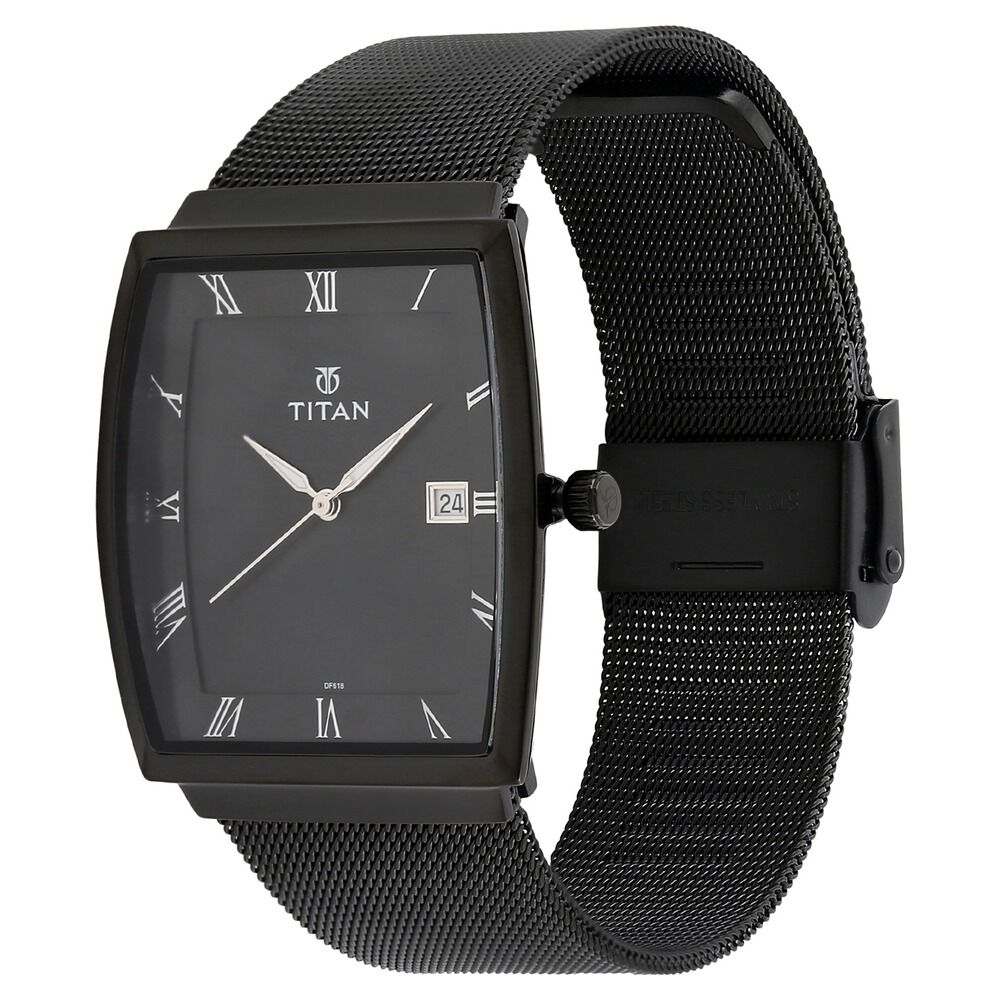 Buy Online Titan Quartz Analog with Date Black Dial Stainless