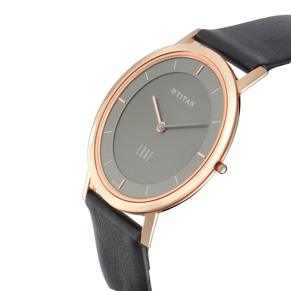 Buy Online Titan Edge Slim Leather Strap Anthracite Dial Analog Watch for Men ns1595wl09 Titan