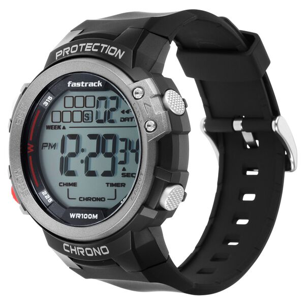 Fastrack Digital Dial Black Silicone Strap Watch For Guys - image number 4