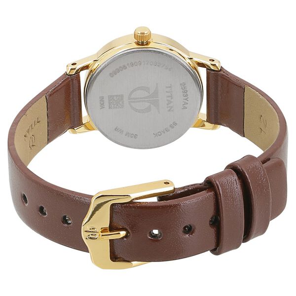 Titan Quartz Analog Champagne Dial Leather Strap Watch for Women - image number 3