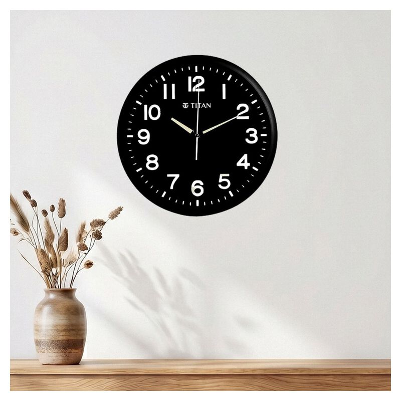 Titan Classic Wall Clock Quartz Analog Black Dial Silent Sweep - 32 CM x 32 CM (Medium)