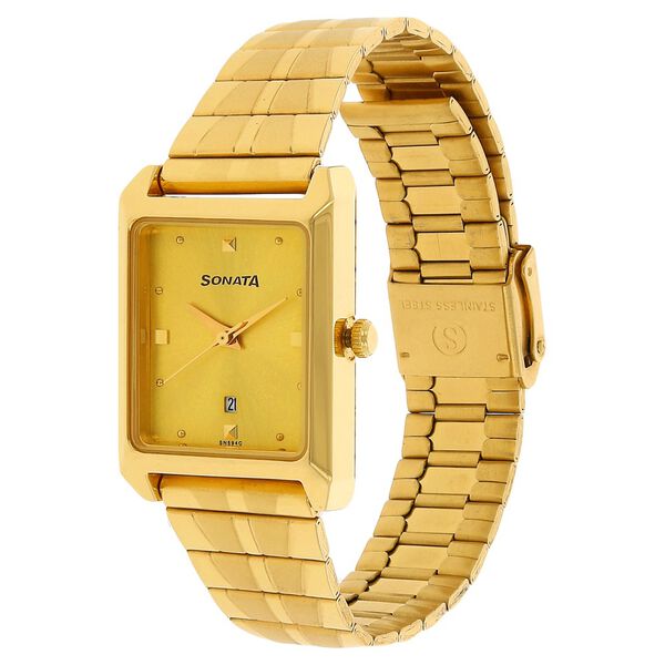 Sonata Quartz Analog Champagne Dial Stainless Steel Strap Watch for Men - image number 1