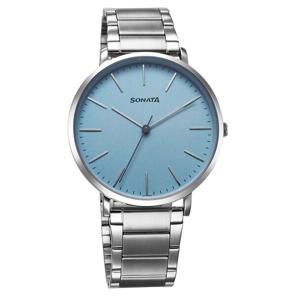 Sonata Ascent Quartz Analog Blue Dial Stainless Steel Strap Watch For Men - image number 0