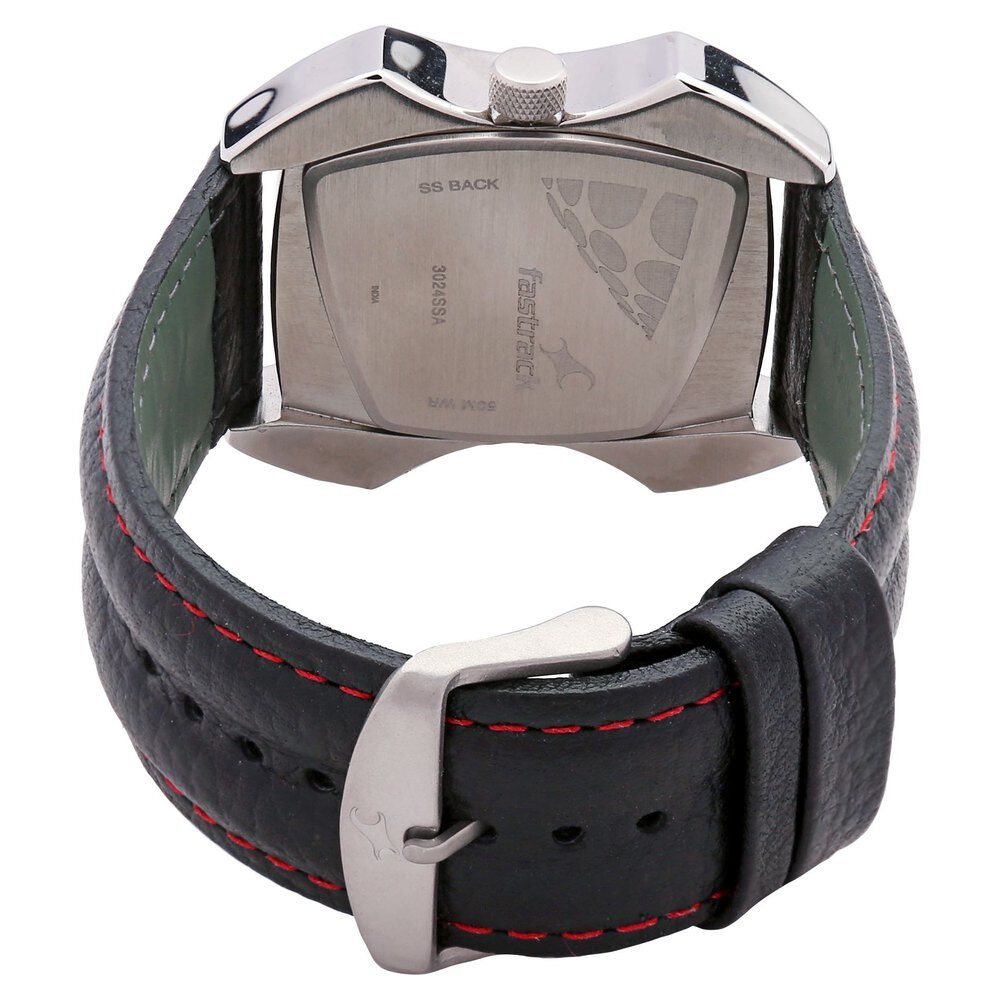 Buy Online Fastrack Quartz Analog with Date Black Dial Leather Strap Watch for Guys ne3024sl01 Titan