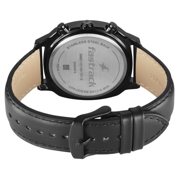 Fastrack Kronos Guys Chronograph Watch With Date Black Dial & Black Leather Strap - image number 5