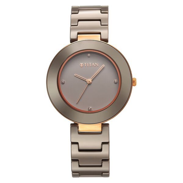 Titan Purple Ceramics Brown Dial Analog Ceramic Strap watch for Women - image number 0