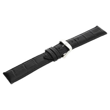 24 mm Black Genuine Leather Strap for Men