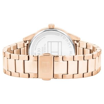 Tommy Hilfiger Multifunction Silver Dial Rose Gold Color Stainless Steel Strap Watch For Women