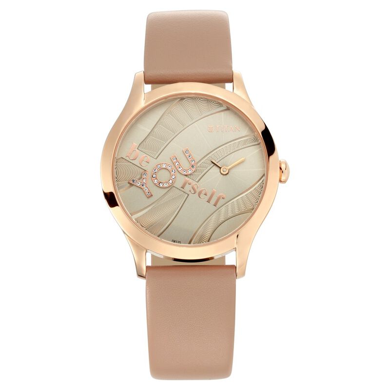 Titan Self Expression Rose Gold Dial Analog Leather Strap Watch for Women - image number 1