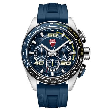 Ducati Quartz Chronograph Blue Dial Blue Silicone Strap Watch For Men