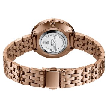 Poze Poze Quartz Analog Beige Dial Rose Gold Metal Strap Watch For Women