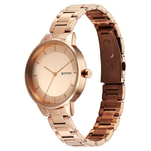 Titan Razzle Dazzle Quartz Analog Rose Gold Dial Stainless Steel Strap Watch For Women - image number 2
